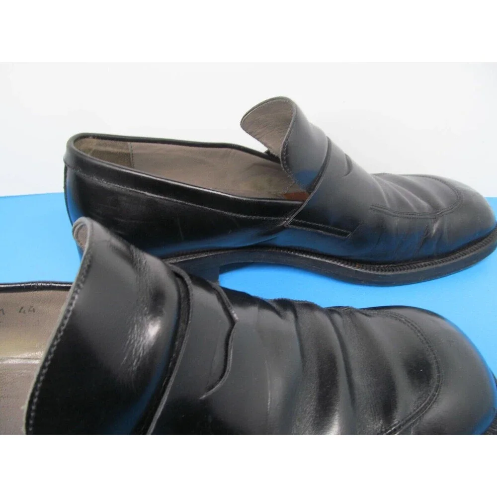 Bruno Verri Alberto Guardiani Mens Black Leather Loafers Size US 10 EUR 44
